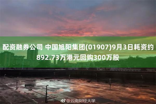 配资融券公司 中国旭阳集团(01907)9月3日耗资约892.73万港元回购300万股