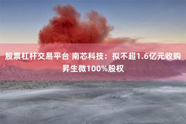 股票杠杆交易平台 南芯科技：拟不超1.6亿元收购昇生微100%股权