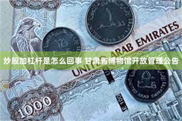 炒股加杠杆是怎么回事 甘肃省博物馆开放管理公告